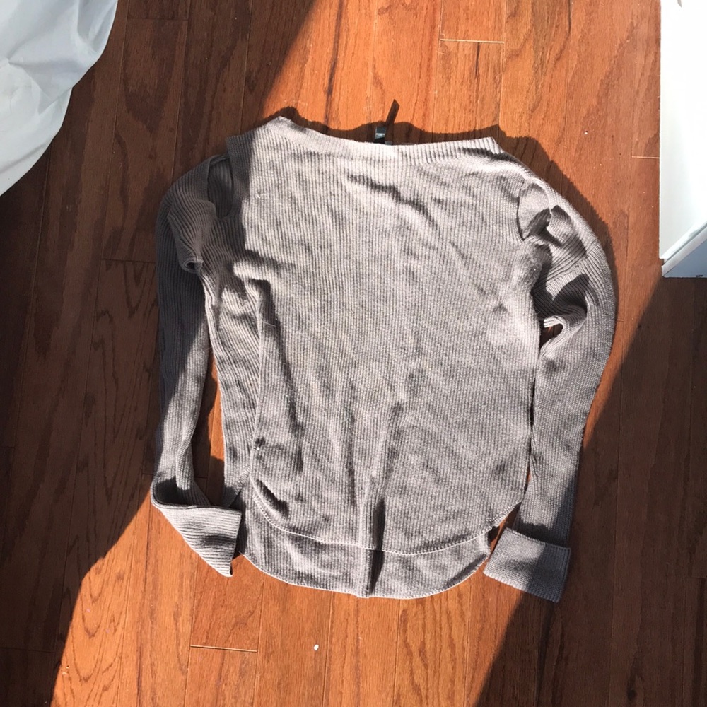 Tan Express Sweater with Shoulder Cut Outs